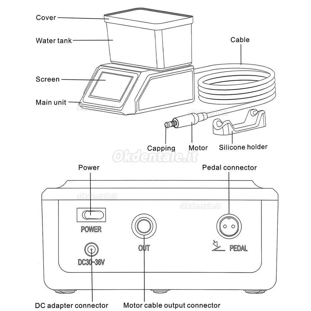 Sistema chirurgico motore elettrico brushless dentale WM-E5 con luce LED e approvvigionamento idrico autonomo